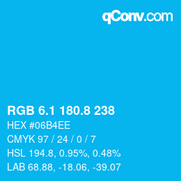 カラーコード: RGB 6.1 180.8 238 | qconv.com