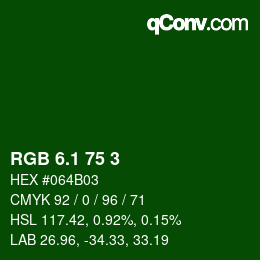 カラーコード: RGB 6.1 75 3 | qconv.com