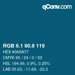 カラーコード: RGB 6.1 90.8 119 | qconv.com