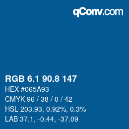 カラーコード: RGB 6.1 90.8 147 | qconv.com