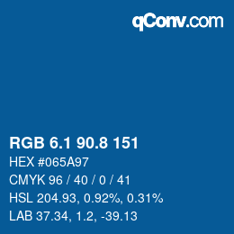 カラーコード: RGB 6.1 90.8 151 | qconv.com