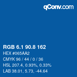 カラーコード: RGB 6.1 90.8 162 | qconv.com
