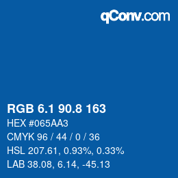 カラーコード: RGB 6.1 90.8 163 | qconv.com
