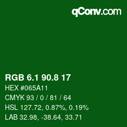 カラーコード: RGB 6.1 90.8 17 | qconv.com