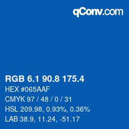 カラーコード: RGB 6.1 90.8 175.4 | qconv.com