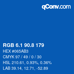 Color code: RGB 6.1 90.8 179 | qconv.com
