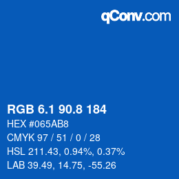 Color code: RGB 6.1 90.8 184 | qconv.com