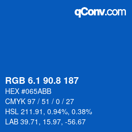 カラーコード: RGB 6.1 90.8 187 | qconv.com