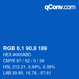 Color code: RGB 6.1 90.8 189 | qconv.com