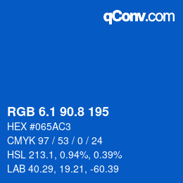 カラーコード: RGB 6.1 90.8 195 | qconv.com