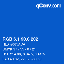 カラーコード: RGB 6.1 90.8 202 | qconv.com