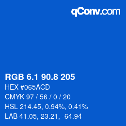 カラーコード: RGB 6.1 90.8 205 | qconv.com