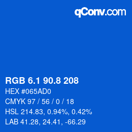 Color code: RGB 6.1 90.8 208 | qconv.com