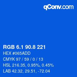 カラーコード: RGB 6.1 90.8 221 | qconv.com