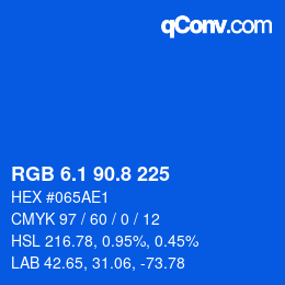 カラーコード: RGB 6.1 90.8 225 | qconv.com