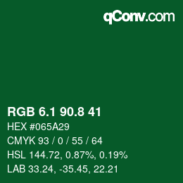 カラーコード: RGB 6.1 90.8 41 | qconv.com