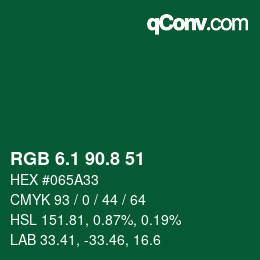 カラーコード: RGB 6.1 90.8 51 | qconv.com