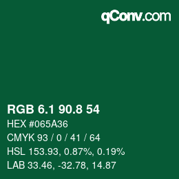 Color code: RGB 6.1 90.8 54 | qconv.com