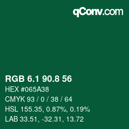 カラーコード: RGB 6.1 90.8 56 | qconv.com
