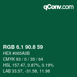 Color code: RGB 6.1 90.8 59 | qconv.com