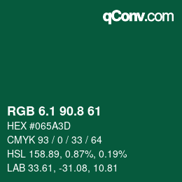 カラーコード: RGB 6.1 90.8 61 | qconv.com