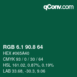 Color code: RGB 6.1 90.8 64 | qconv.com