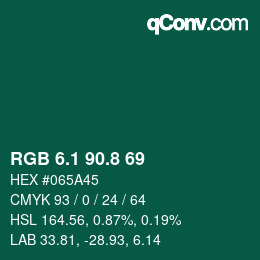 Color code: RGB 6.1 90.8 69 | qconv.com