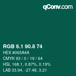 Color code: RGB 6.1 90.8 74 | qconv.com