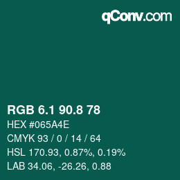 Color code: RGB 6.1 90.8 78 | qconv.com