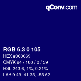 カラーコード: RGB 6.3 0 105 | qconv.com