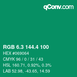 カラーコード: RGB 6.3 144.4 100 | qconv.com