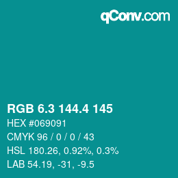 カラーコード: RGB 6.3 144.4 145 | qconv.com