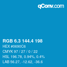 カラーコード: RGB 6.3 144.4 198 | qconv.com