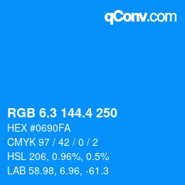 カラーコード: RGB 6.3 144.4 250 | qconv.com