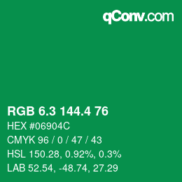 カラーコード: RGB 6.3 144.4 76 | qconv.com