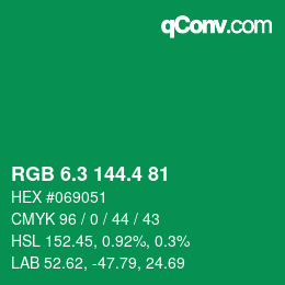 カラーコード: RGB 6.3 144.4 81 | qconv.com