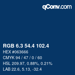 カラーコード: RGB 6.3 54.4 102.4 | qconv.com