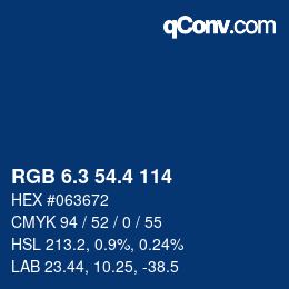 カラーコード: RGB 6.3 54.4 114 | qconv.com