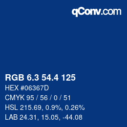 カラーコード: RGB 6.3 54.4 125 | qconv.com