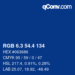 カラーコード: RGB 6.3 54.4 134 | qconv.com
