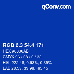 カラーコード: RGB 6.3 54.4 171 | qconv.com