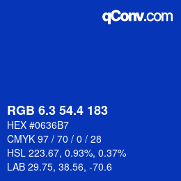 カラーコード: RGB 6.3 54.4 183 | qconv.com