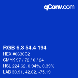 カラーコード: RGB 6.3 54.4 194 | qconv.com