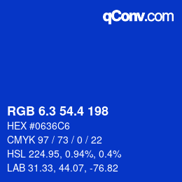 カラーコード: RGB 6.3 54.4 198 | qconv.com