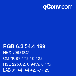 カラーコード: RGB 6.3 54.4 199 | qconv.com
