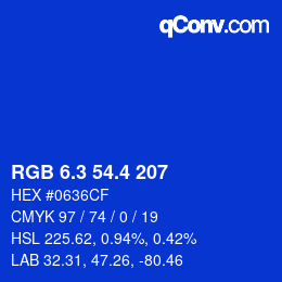 カラーコード: RGB 6.3 54.4 207 | qconv.com