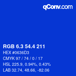 カラーコード: RGB 6.3 54.4 211 | qconv.com