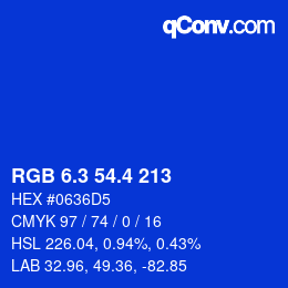 カラーコード: RGB 6.3 54.4 213 | qconv.com