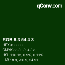 カラーコード: RGB 6.3 54.4 3 | qconv.com
