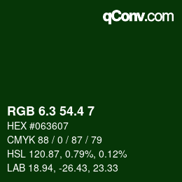 カラーコード: RGB 6.3 54.4 7 | qconv.com